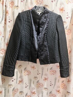 Armani Collezioni Black Quilted Satin-Trim Jacket